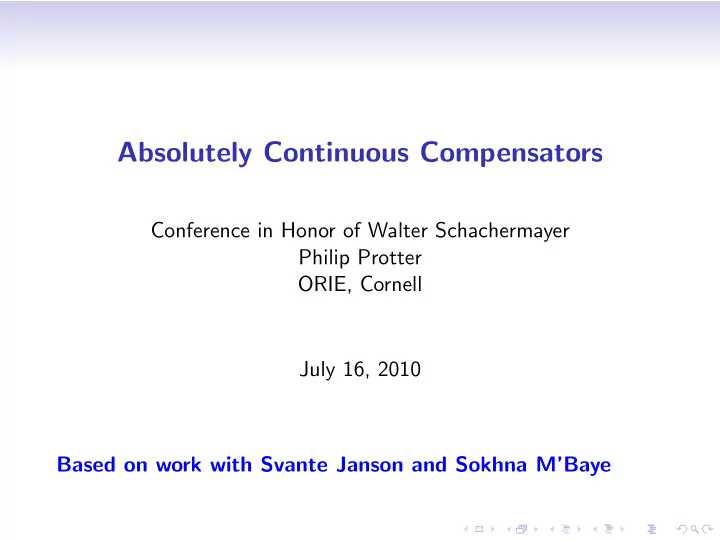 absolutely continuous compensators