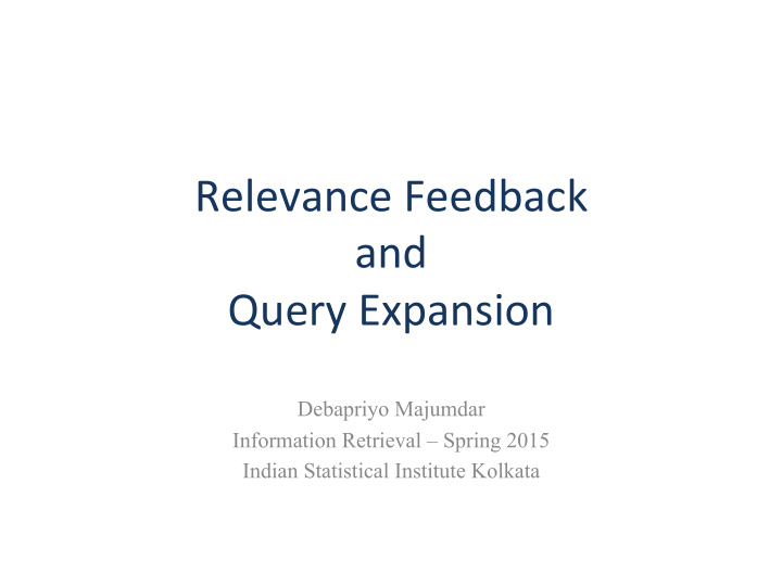 relevance feedback and