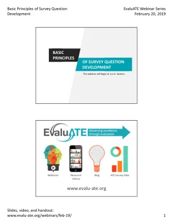 www.evalu  ate.org Slides, video, and handout: www.evalu  ate.org/webinars/feb  19/  1