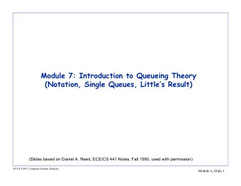 Module 7: Introduction to Queueing Theory  (Notation, Single Queues, Littles Result)  (Slides