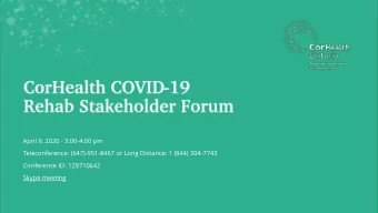 April 9, 2020 - 3:00-4:00 pm  Teleconference: (647)-951-8467 or Long Distance: 1 (844) 304-7743