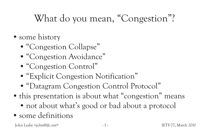 what do you mean congestion