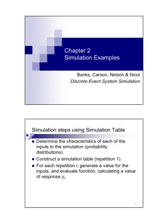 Chapter 2  Simulation Examples  Banks, Carson, Nelson &amp; Nicol  Discrete-Event System Simulation