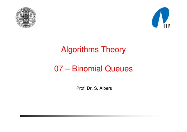 algorithms theory 07 binomial queues
