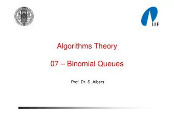 Algorithms Theory  07  Binomial Queues  Prof. Dr. S. Albers  Priority queues: operations