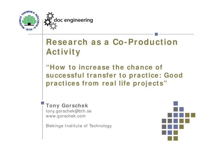 research as a co production activity