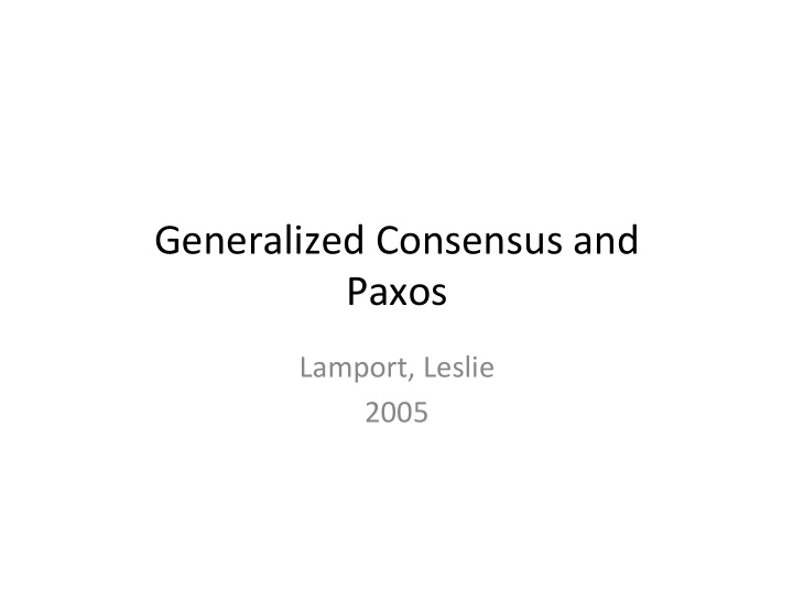 generalized consensus and paxos