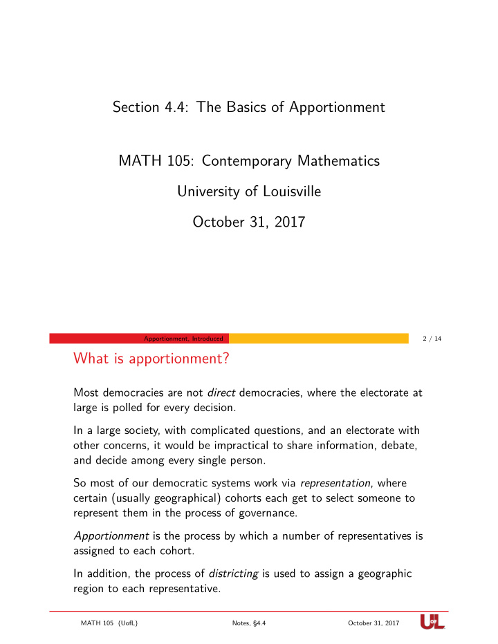 section 4 4 the basics of apportionment math 105