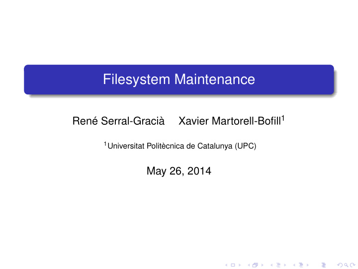 filesystem maintenance