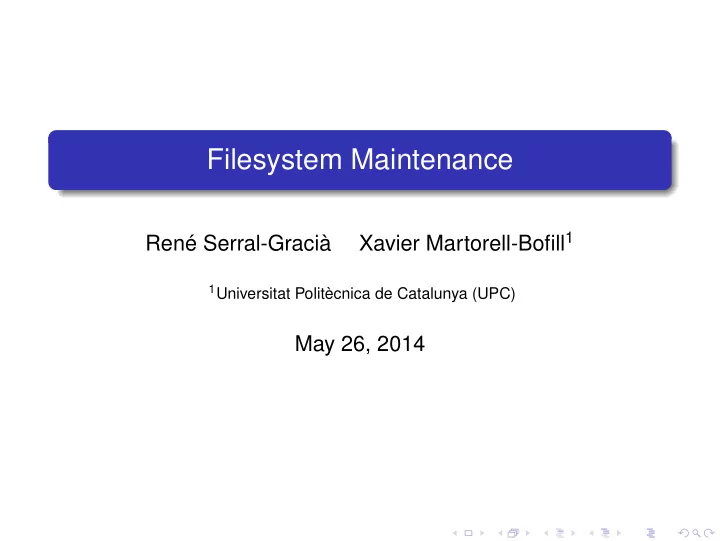 filesystem maintenance