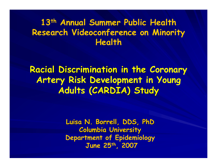 racial discrimination in the coronary racial