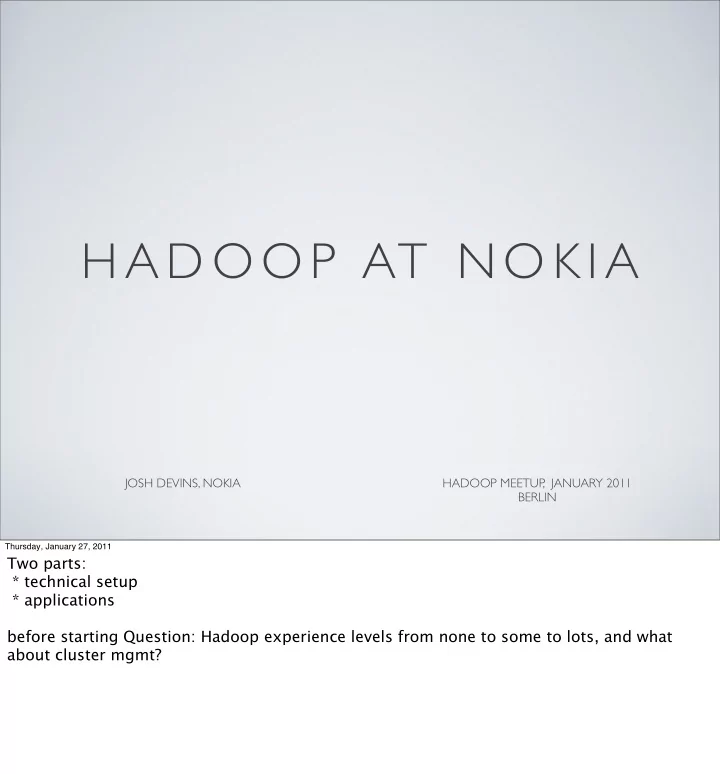 h a d o o p at n o k i a