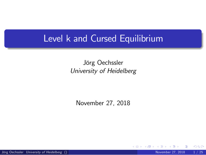 level k and cursed equilibrium