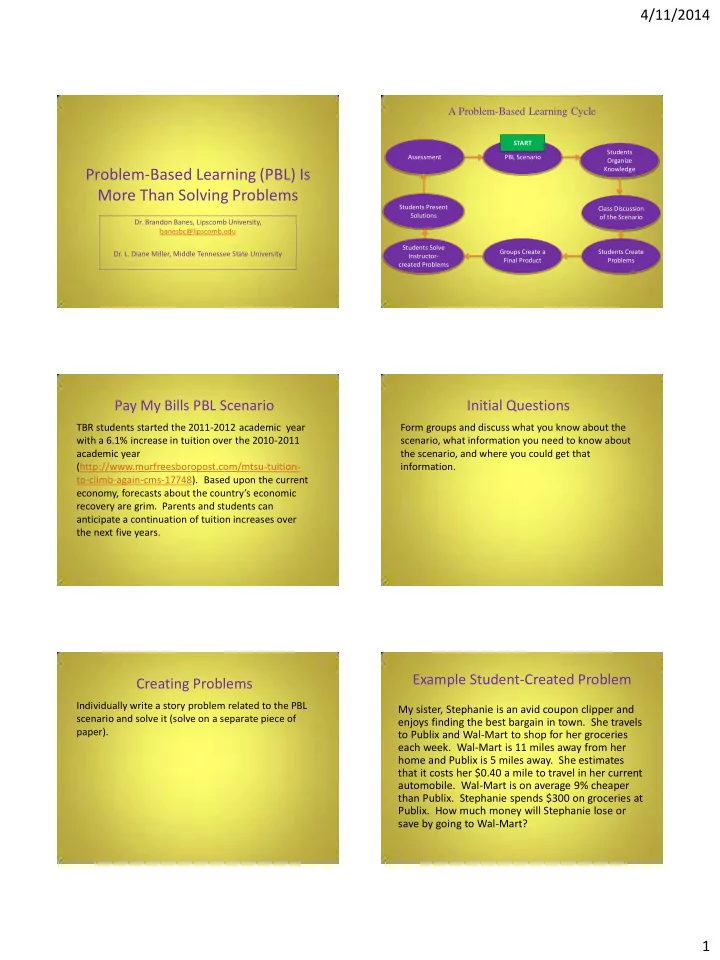 problem based learning pbl is more than solving problems