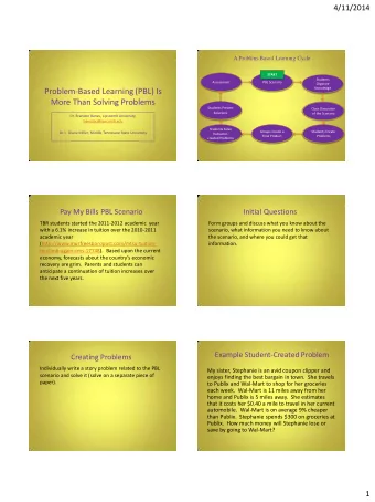 Problem-Based Learning (PBL) Is  More Than Solving Problems  Students Present  Class Discussion