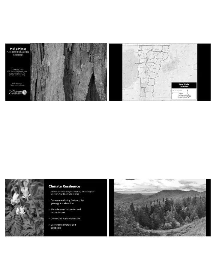 conserve enduring features like geology and elevation