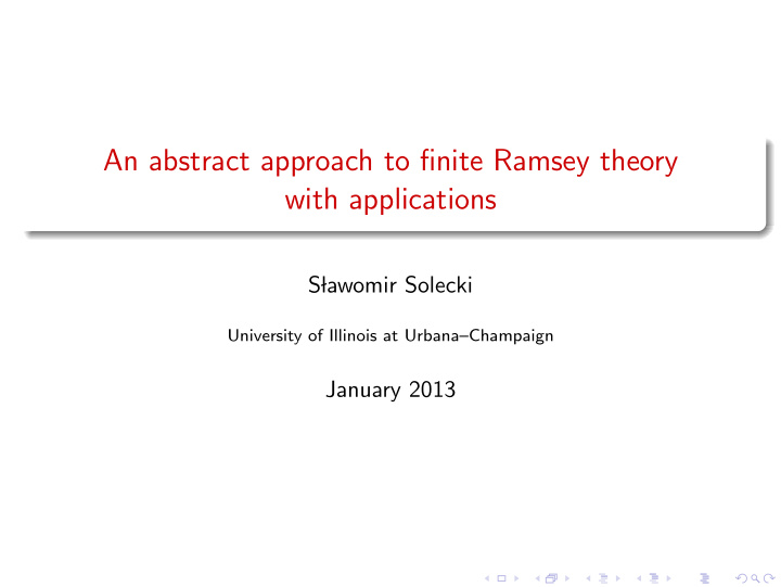 an abstract approach to finite ramsey theory with