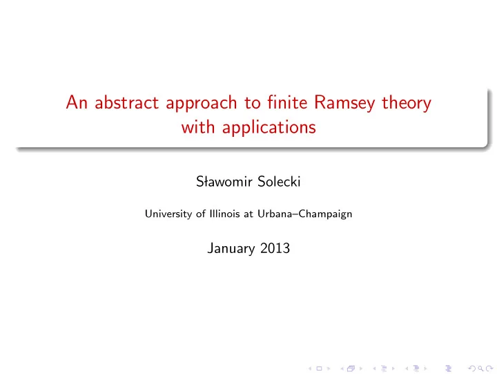 an abstract approach to finite ramsey theory with