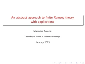 An abstract approach to finite Ramsey theory  with applications  S  lawomir Solecki  University