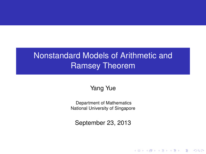 nonstandard models of arithmetic and ramsey theorem