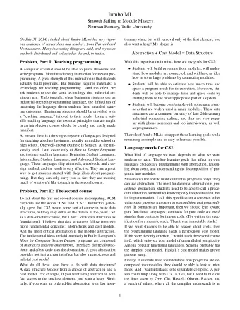 Jumbo ML  Smooth Sailing to Module Mastery  Norman Ramsey, Tufts University  On July 31, 2014, I