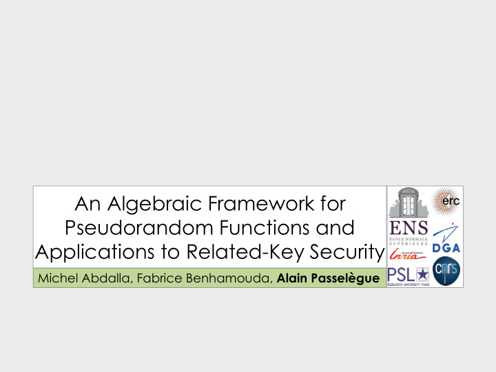 an algebraic framework for