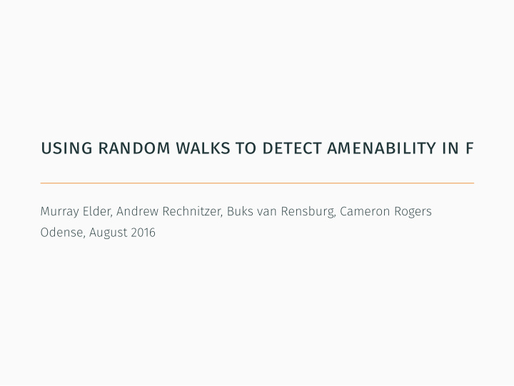 using random walks to detect amenability in f