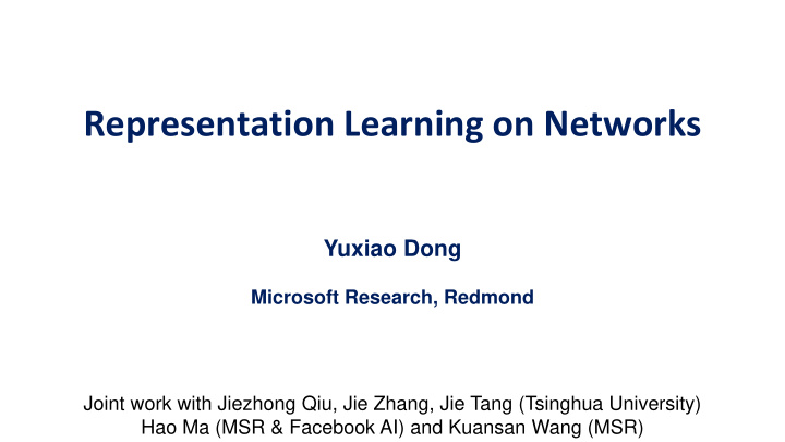 representation learning on networks