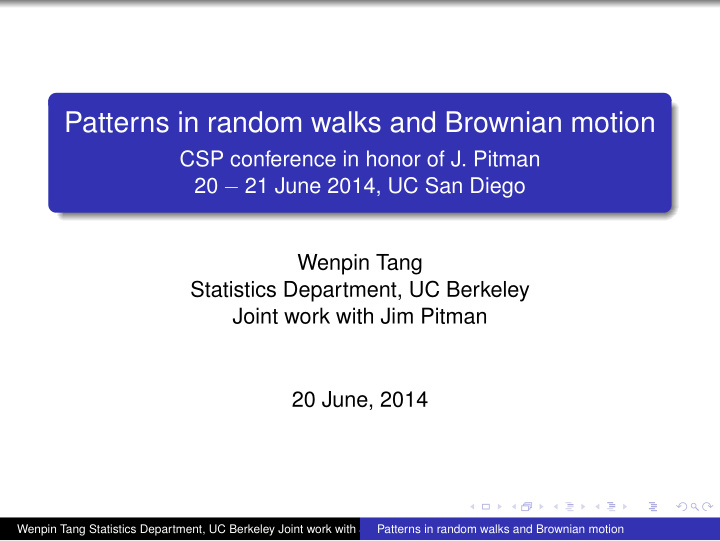 patterns in random walks and brownian motion
