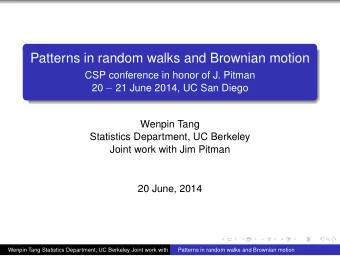 Patterns in random walks and Brownian motion  CSP conference in honor of J. Pitman 20  21 June
