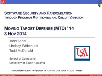 S OFTWARE S ECURITY AND R ANDOMIZATION THROUGH P ROGRAM P ARTITIONING AND C IRCUIT V ARIATION M