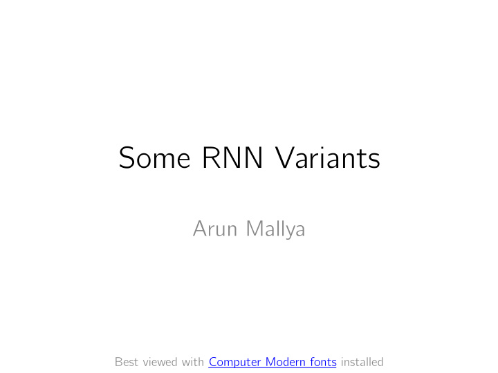 some rnn variants