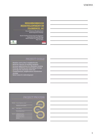 5/18/2015  City of Florence Neighborhood  Redevelopment Strategy  South Carolina Community