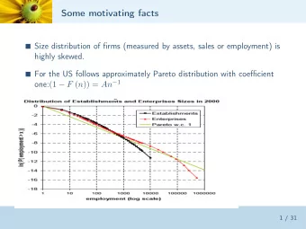 Some motivating facts  Size distribution of firms (measured by assets, sales or employment) is