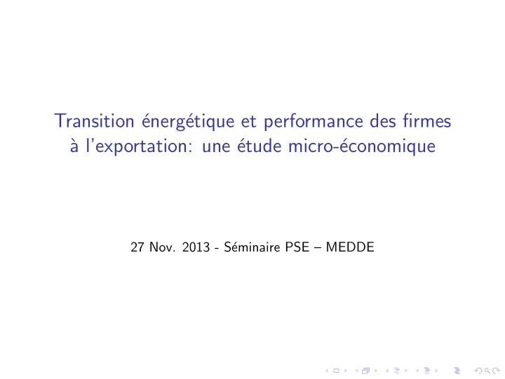 transition energ etique et performance des firmes a l