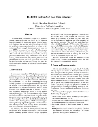 The BEST Desktop Soft Real-Time Scheduler  Scott A. Banachowski and Scott A. Brandt  University of