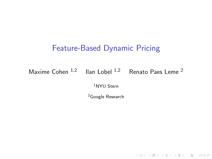 feature based dynamic pricing