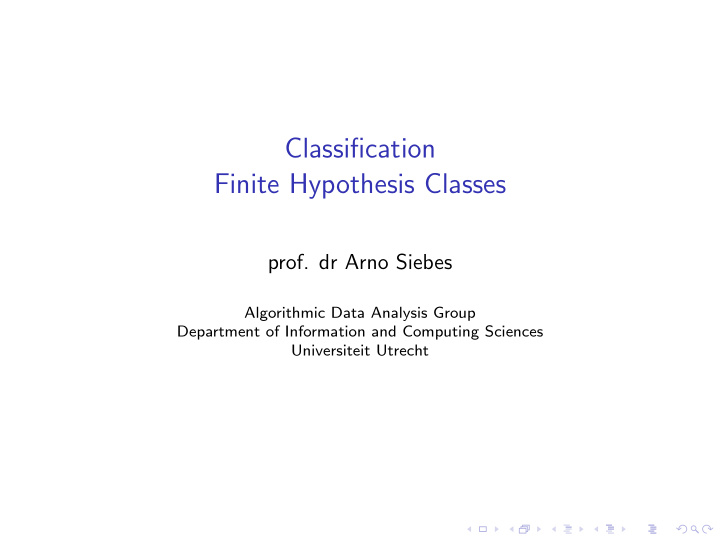 classification finite hypothesis classes