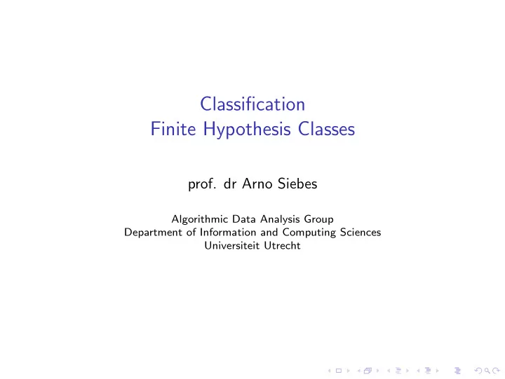 classification finite hypothesis classes