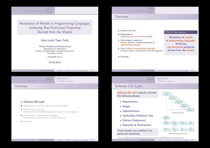 overview realization of models in programming languages