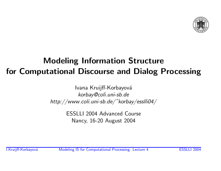 modeling information structure for computational