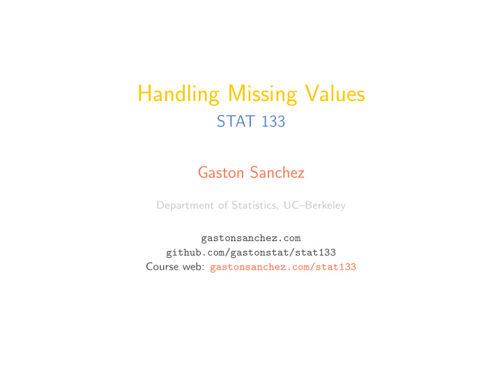 handling missing values