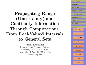 Propagating Range  Propagating Range . . .  (Uncertainty) and  Importance of . . .  Propagating . .