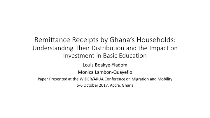 remittance receipts by ghana s households