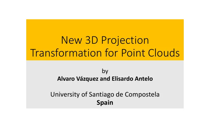 transformation for point clouds