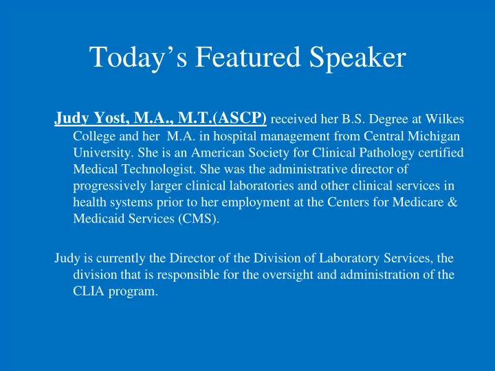 today s featured speaker