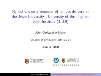 Reflections on a semester of remote delivery at  the Jinan University - University of Birmingham