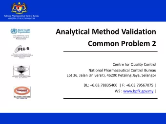 Analytical Method Validation  Common Problem 2  Centre for Quality Control  National Pharmaceutical