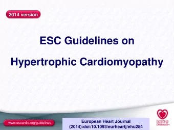 Hypertrophic Cardiomyopathy  European Heart Journal  www.escardio.org/guidelines  European Heart