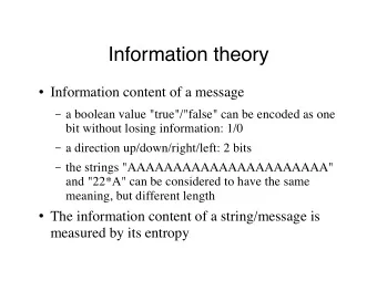 Information theory &quot; Information content of a message  a boolean value